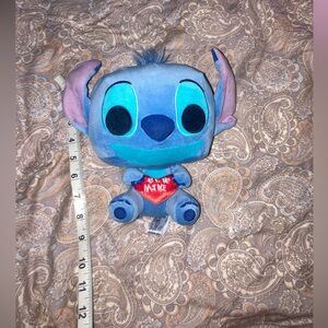 Disney Blue and Purple Stitch Plush with “Be Mine” Red Heart